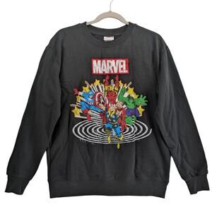 Marvel Avengers Graphic Sweatshirt S Black Iron Man Hulk Thor Captain America
